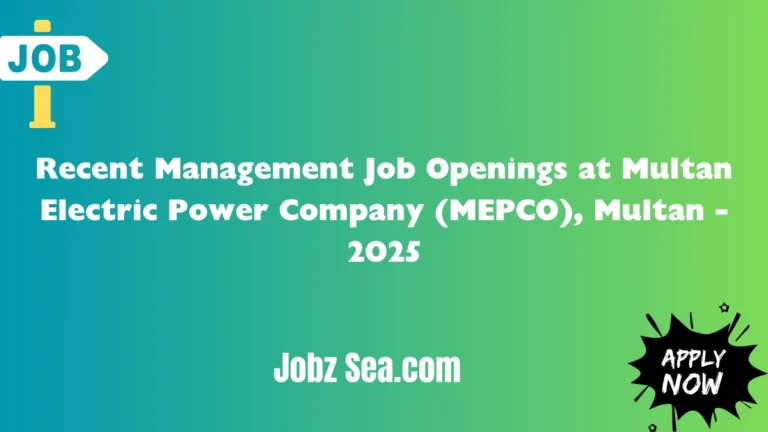 Recent Management Job Openings at Multan Electric Power Company (MEPCO), Multan - 2025