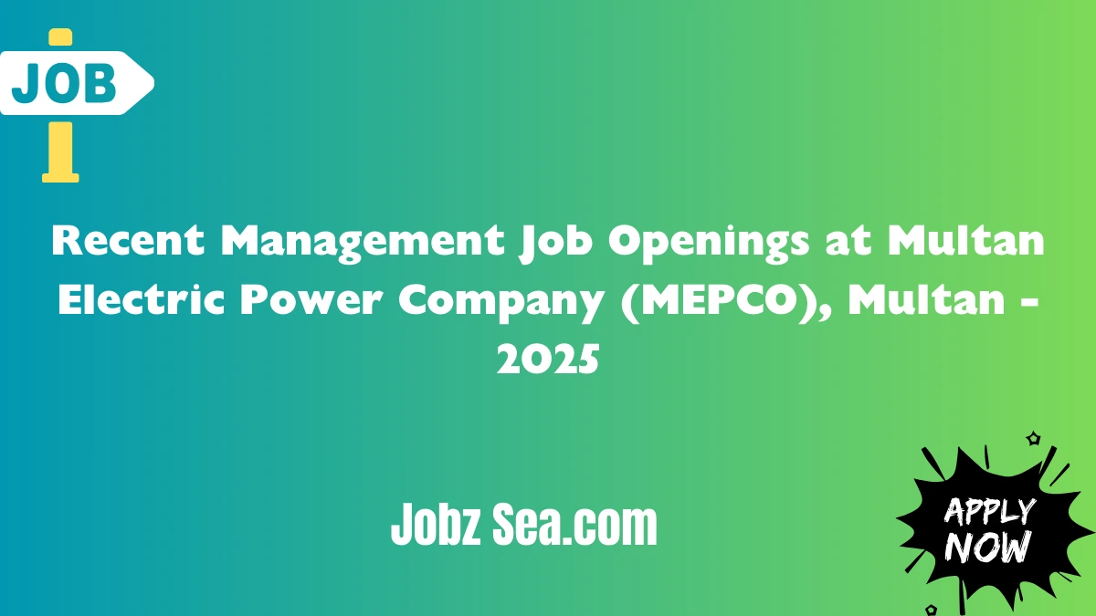 Recent Management Job Openings at Multan Electric Power Company (MEPCO), Multan - 2025